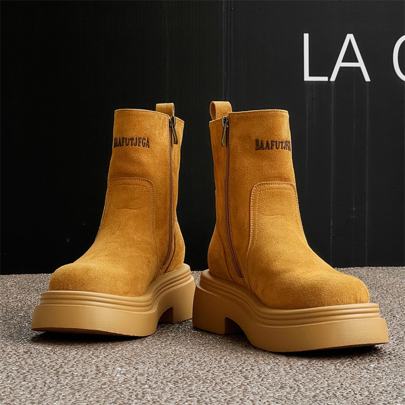 Men'S Shoes To Increase Height - Winter Europe America Retro Thick Bottom