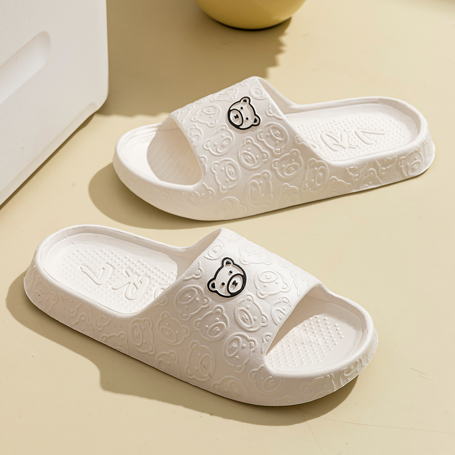 Printting Cute Bear Women Slip - Men Shoes Size To Women 评论和价格