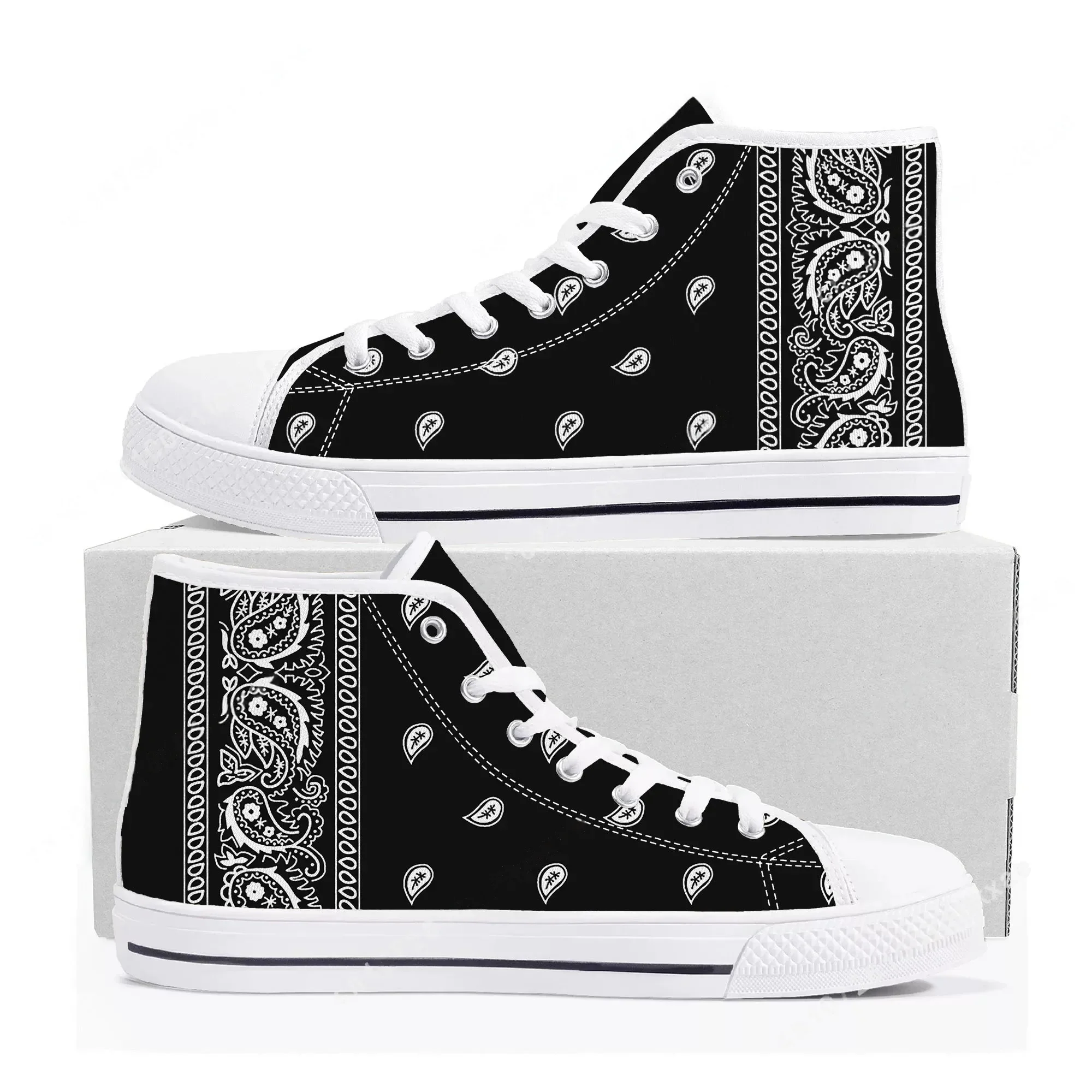 Bandana Paisley High Top Sneak - Men'S Shoes Black And White 评论和价格