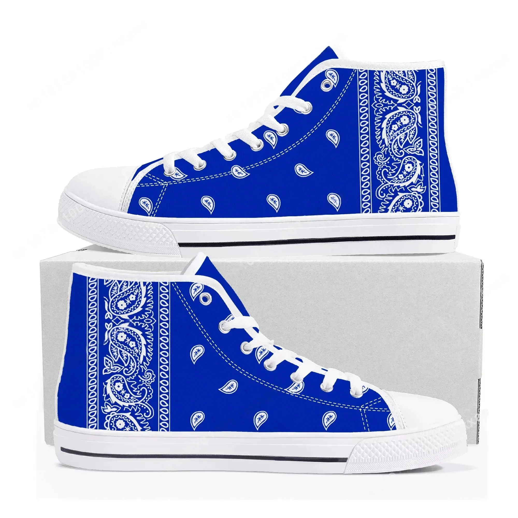 Bandana Paisley High Top Sneak - Men'S Shoes Black And White 评论和价格