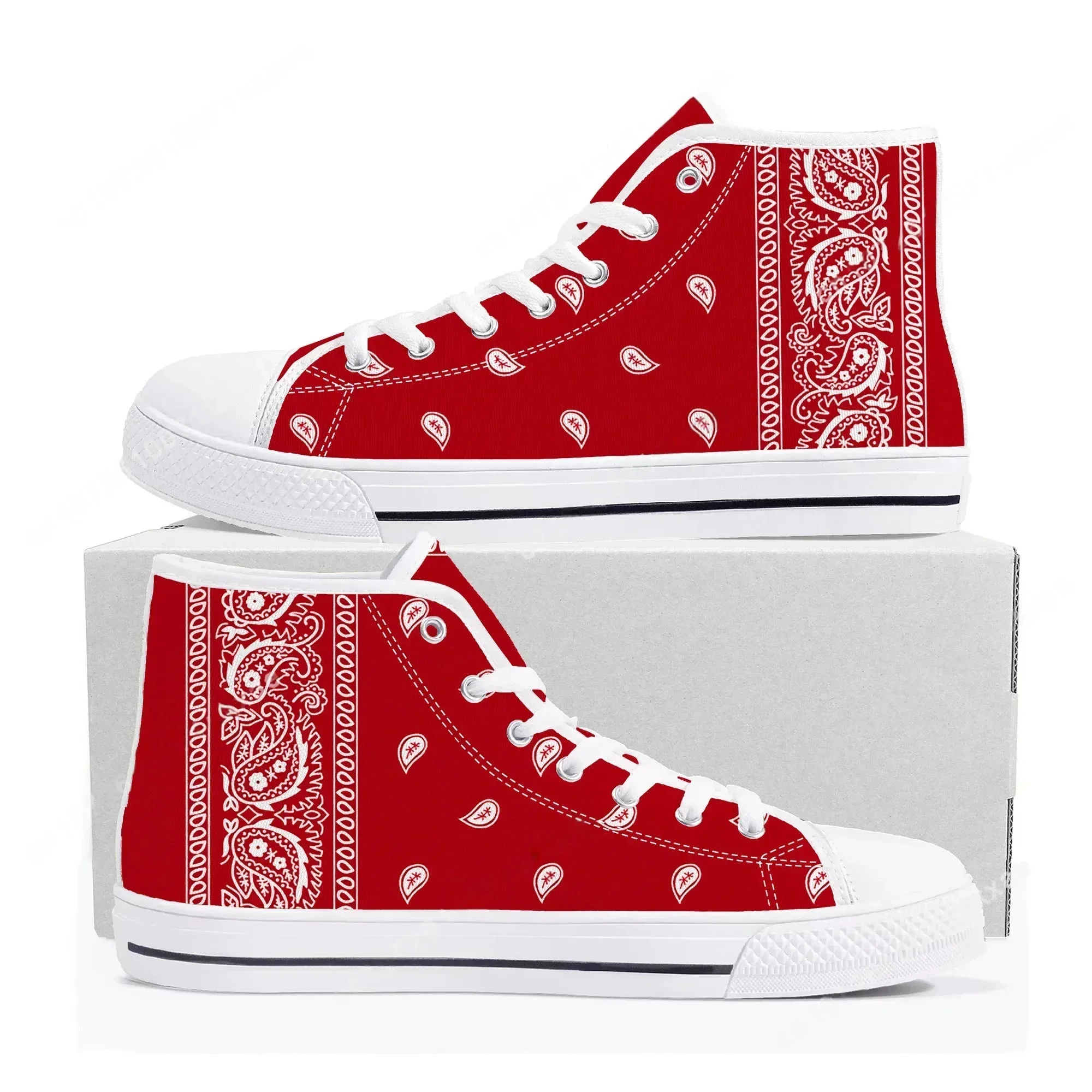 Bandana Paisley High Top Sneak - Men'S Shoes Black And White 评论和价格