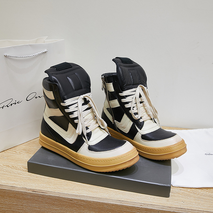 High Top Ankle Boots Black Whi - Men'S Shoes Black And White 评论和价格