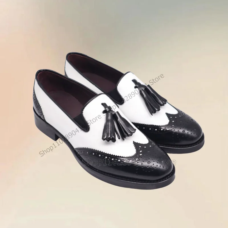 Black White Carving Design Tas - Men'S Shoes Black And White 评论和价格
