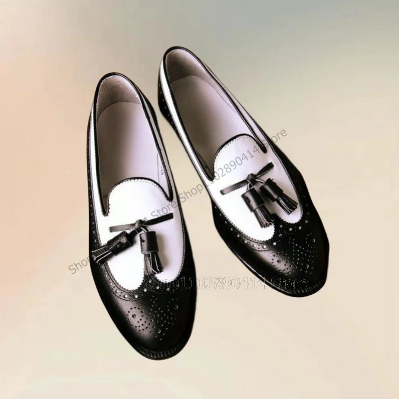 Black White Carving Design Tas - Men'S Shoes Black And White 评论和价格