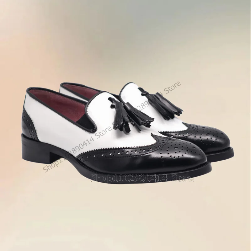 Black White Carving Design Tas - Men'S Shoes Black And White 评论和价格