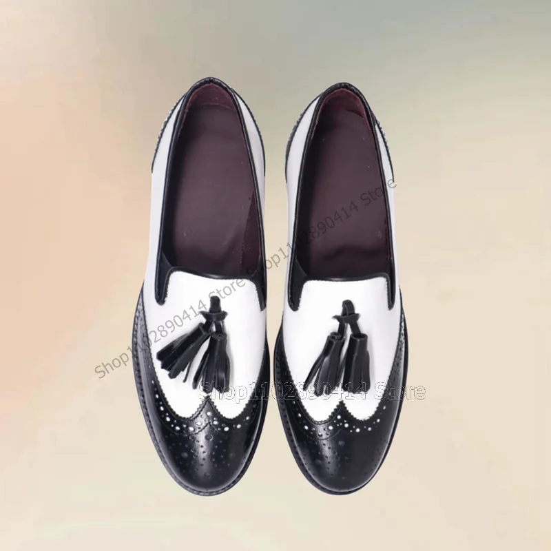 Black White Carving Design Tas - Men'S Shoes Black And White 评论和价格