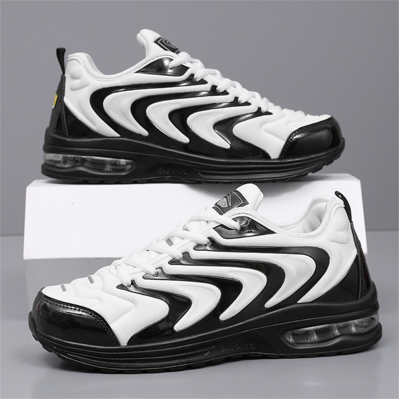 Men Black White Wavy Striped A - Men'S Shoes Black And White 评论和价格