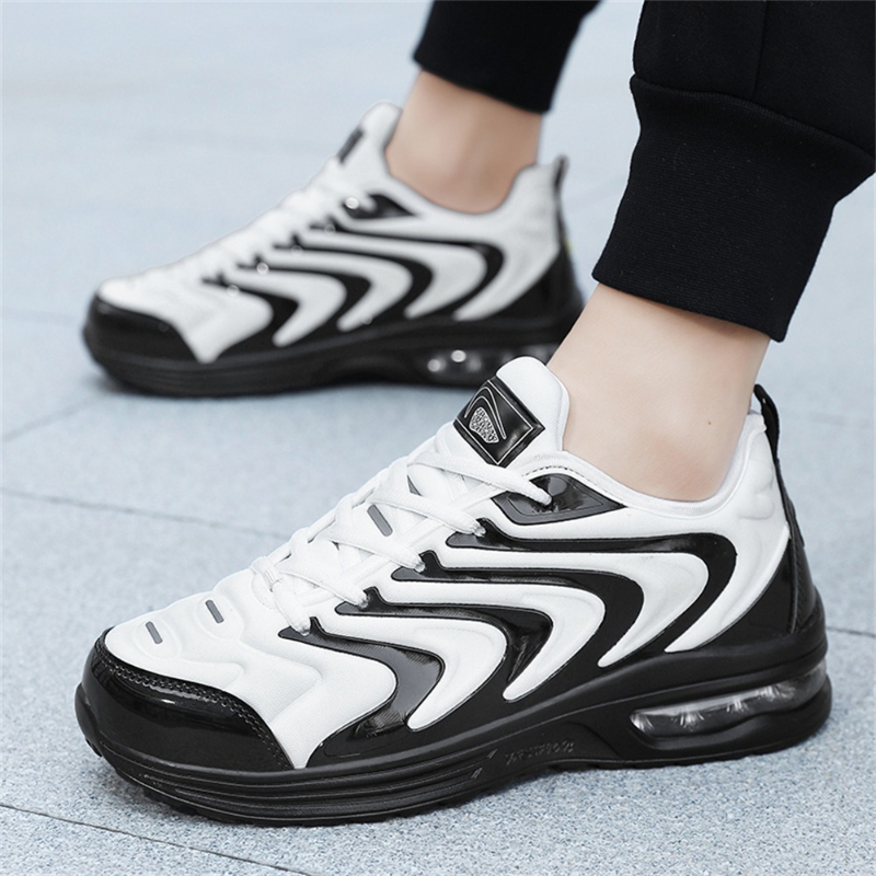 Men Black White Wavy Striped A - Men'S Shoes Black And White 评论和价格