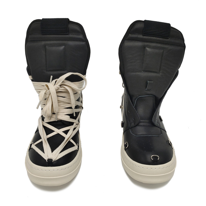 Men High Top Shoes Luxury Lace - Men'S Shoes Black And White 评论和价格