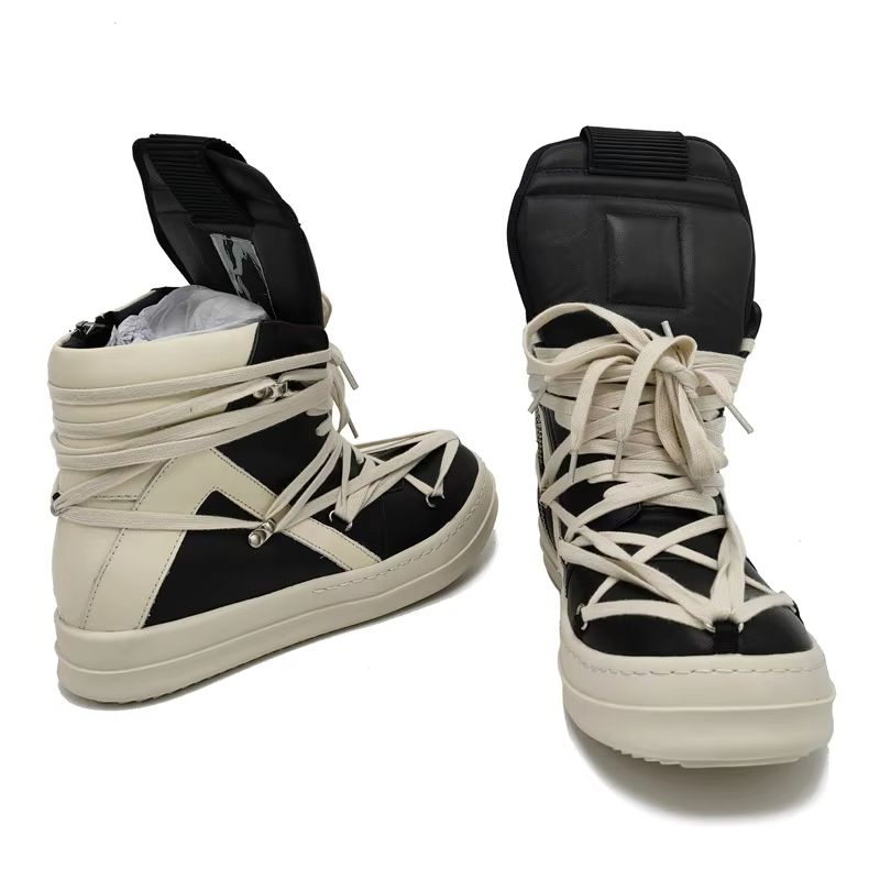 Men High Top Shoes Luxury Lace - Men'S Shoes Black And White 评论和价格