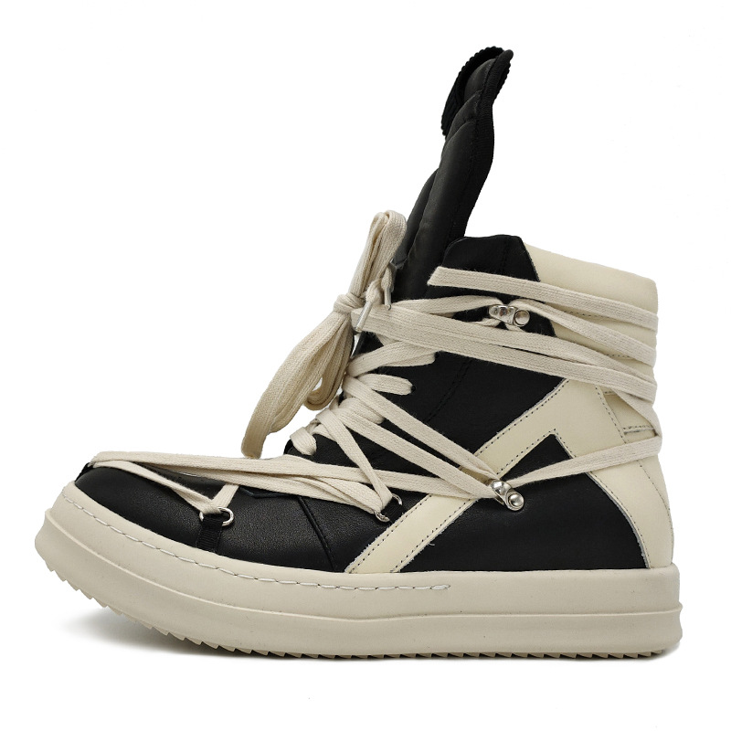Men High Top Shoes Luxury Lace - Men'S Shoes Black And White 评论和价格