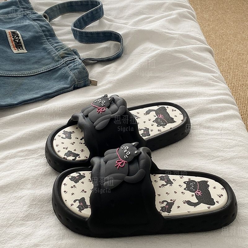 Printting Cute Bear Women Slip - Men Shoes Size To Women 评论和价格