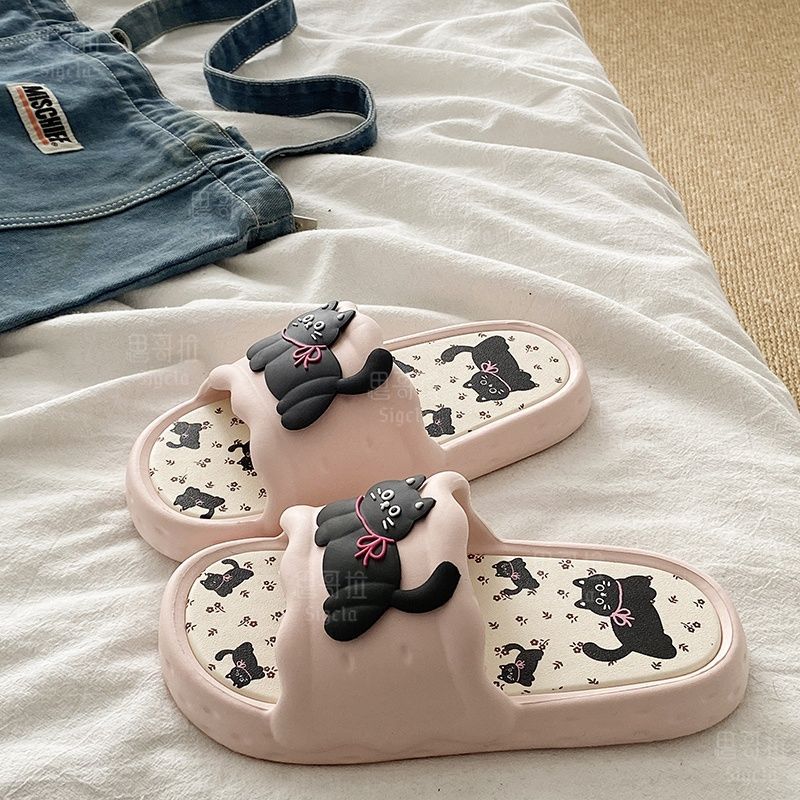 Printting Cute Bear Women Slip - Men Shoes Size To Women 评论和价格